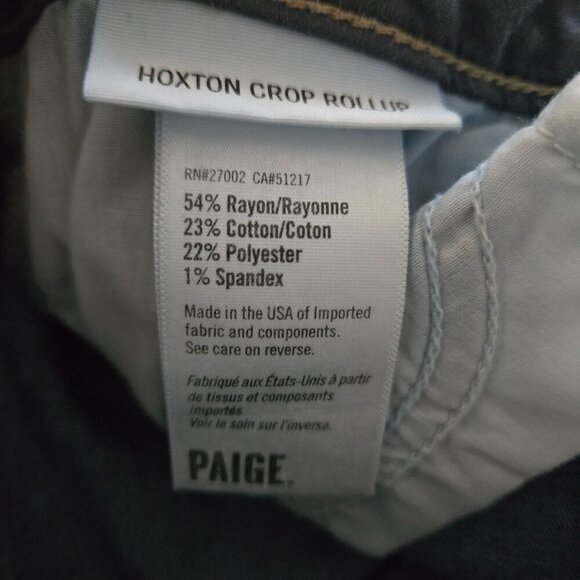 Paige‎ Hoxton Crop Rollup Womens Jeans Size 31 Dark Wash Distressed High Waist - Picture 4 of 11